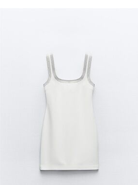 Zara Short white dress with rhinestones size small
